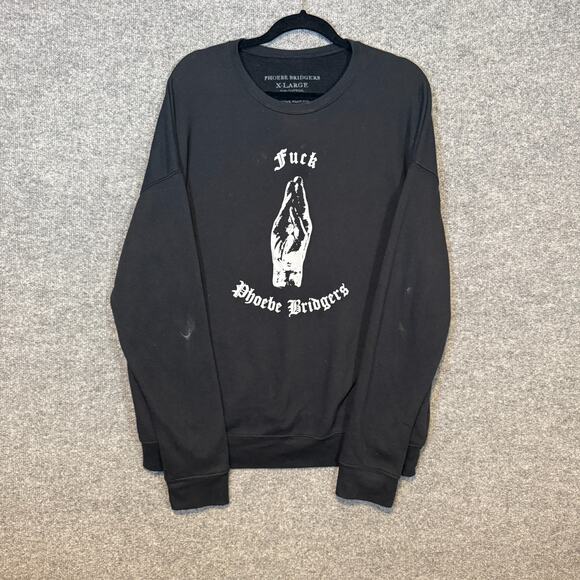 Phoebe Bridgers Sweater Adult XL Black Fleece Crewneck Sweatshirt Goth Indie - Picture 2 of 9